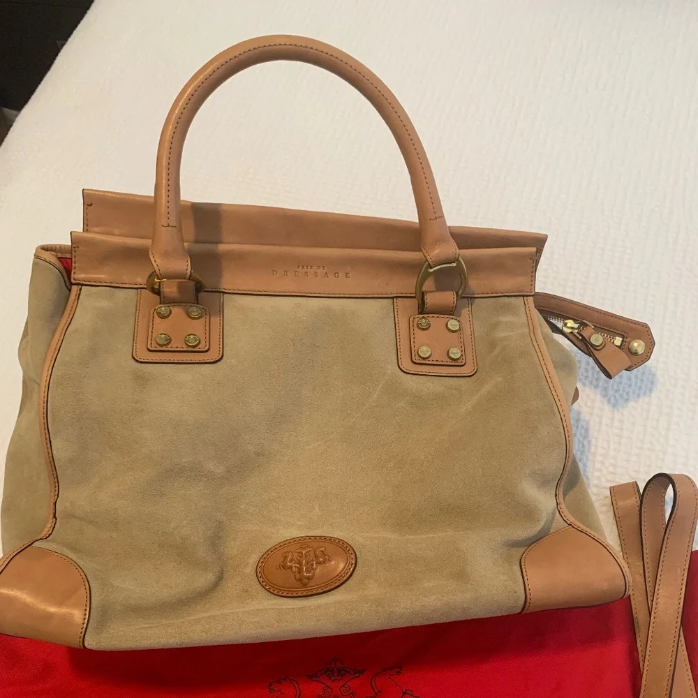 Prix de Dressage Suede & Leather Satchel — Tan/Camel - Picture 1 of 15